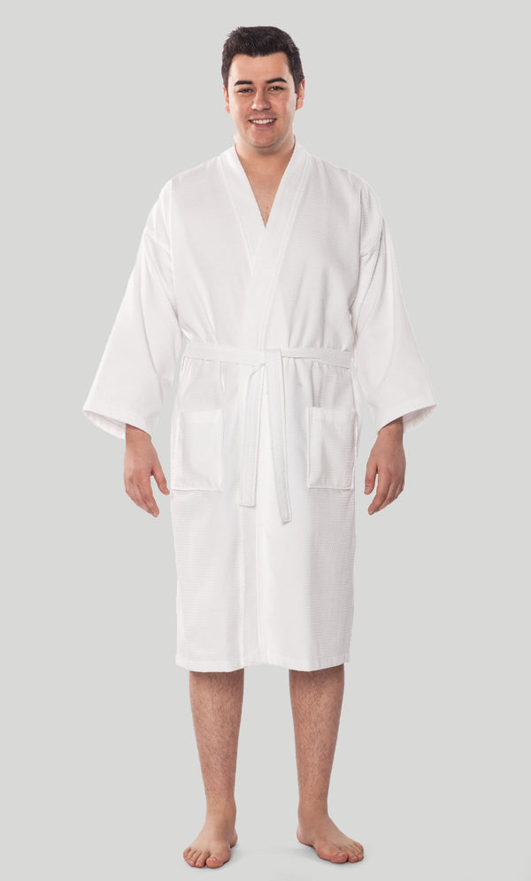 Waffle Kimono Serenity Long Robe Square Pattern