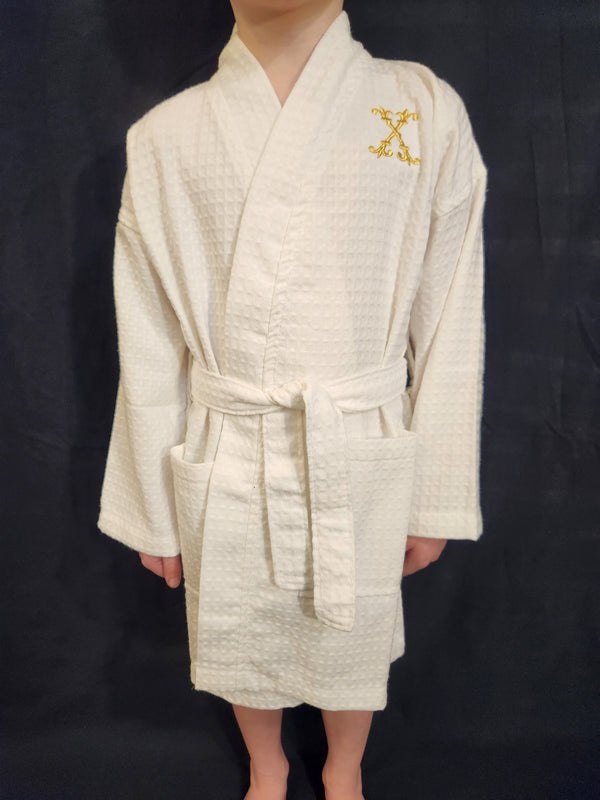 Kids Waffle Kimono Robe Square Pattern