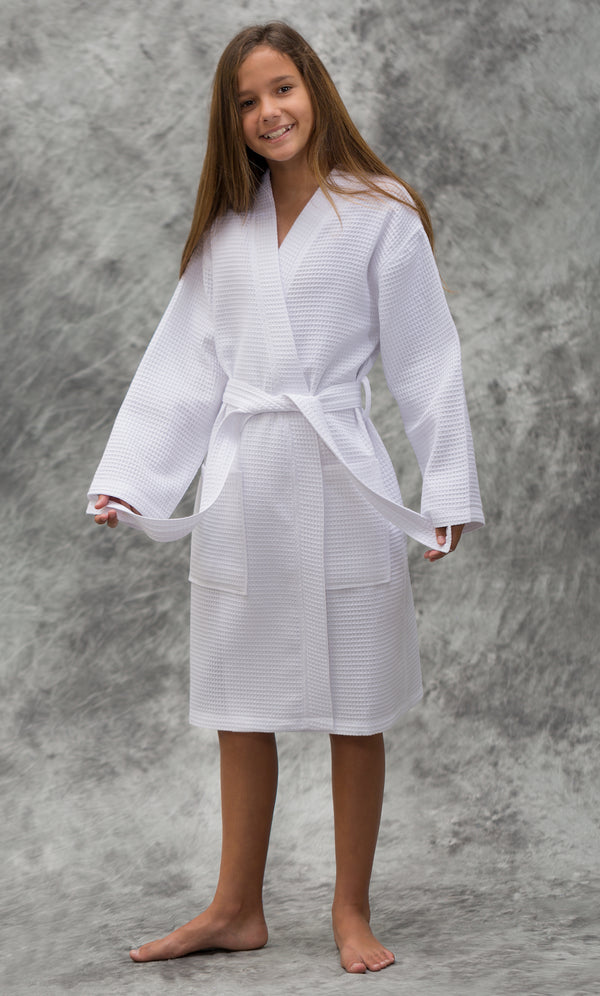 Kids Waffle Kimono Robe Square Pattern