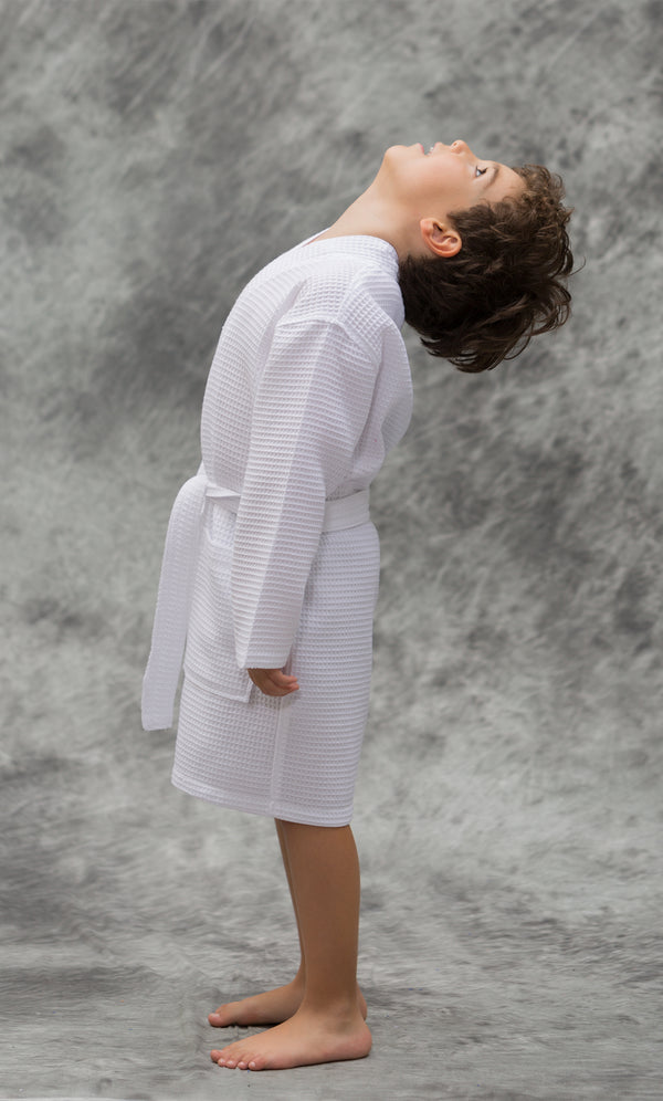 Kids Waffle Kimono Robe Square Pattern