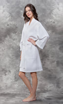 Waffle Kimono Serenity Short Robe Square Pattern