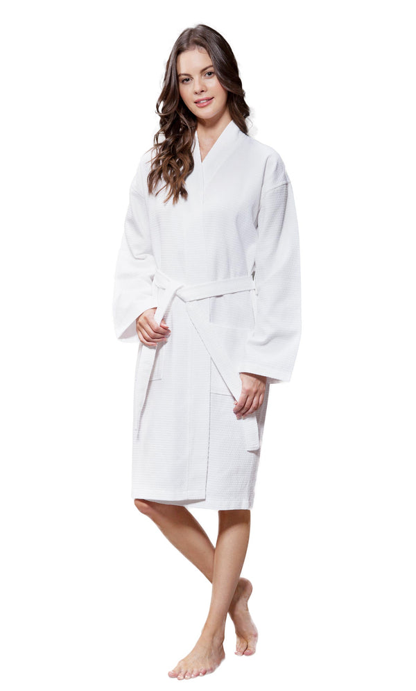 Waffle Kimono Serenity Long Robe Square Pattern