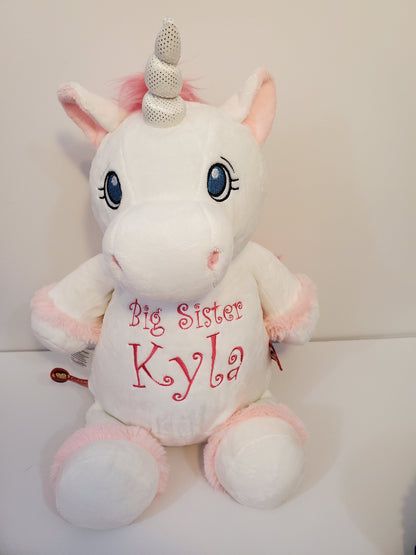 16" Personalized White Unicorn Stuffed Animal